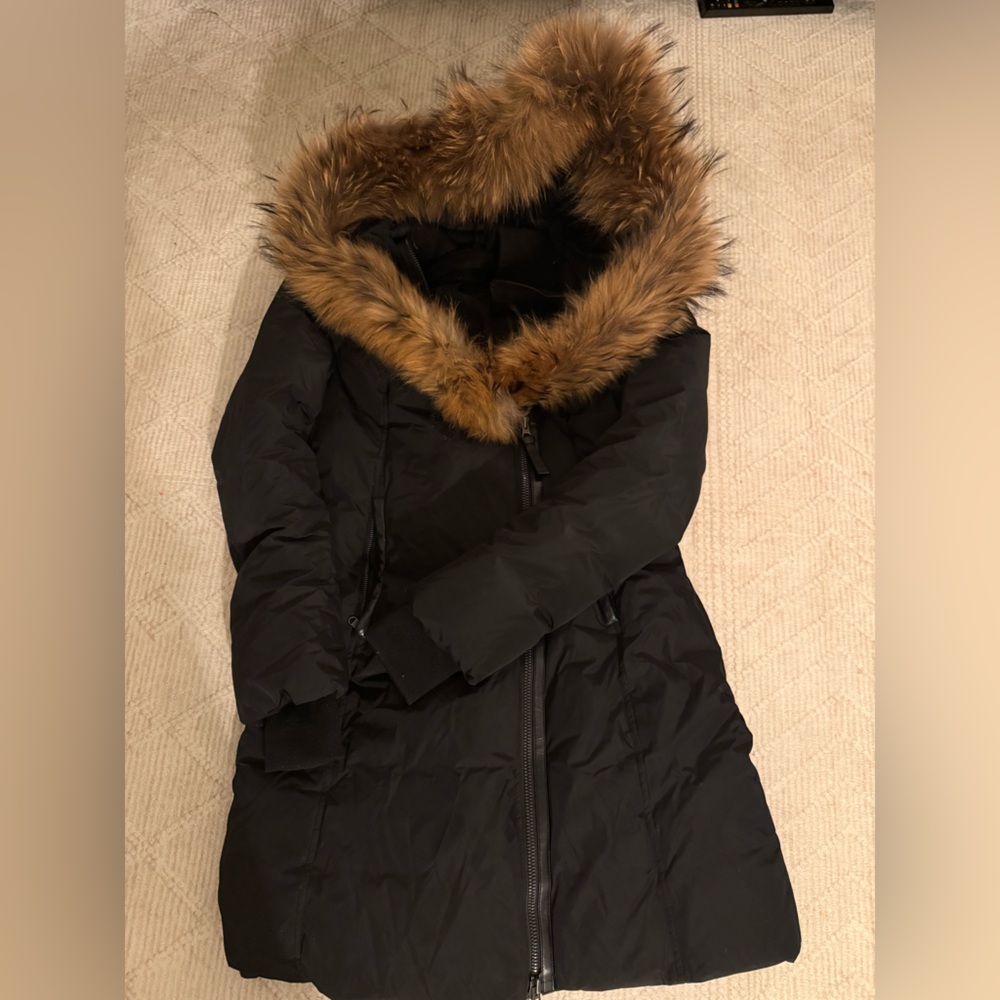 Mackage Black Coat with Fur Trim